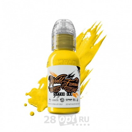 Краска для художественной татуировки World Famous Tattoo Ink, Hori Hui Taiwanese Neon Yellow, 15 мл
