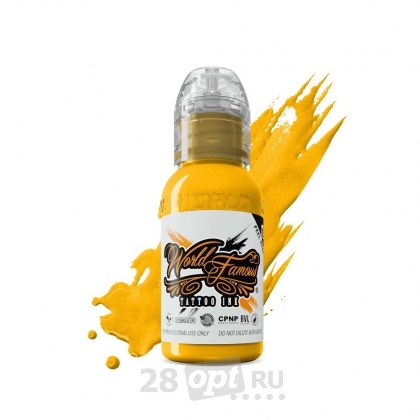 Краска для художественной татуировки World Famous Tattoo Ink, USA Yellow, 30 мл